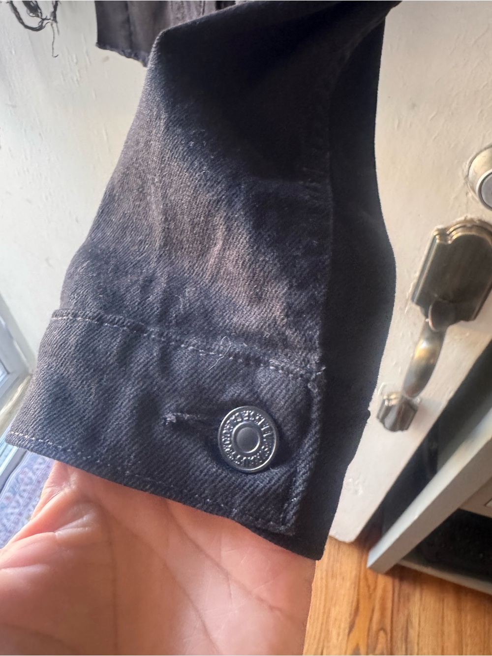 Levi's Black Raw Hem Denim Trucker Jacket - Picture 5 of 6